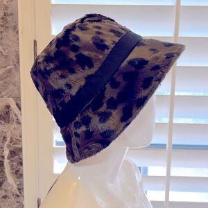 NWT-Trina Turk-Faux Fur-Animal Print-Cold Weather Crusher Hat-O/S